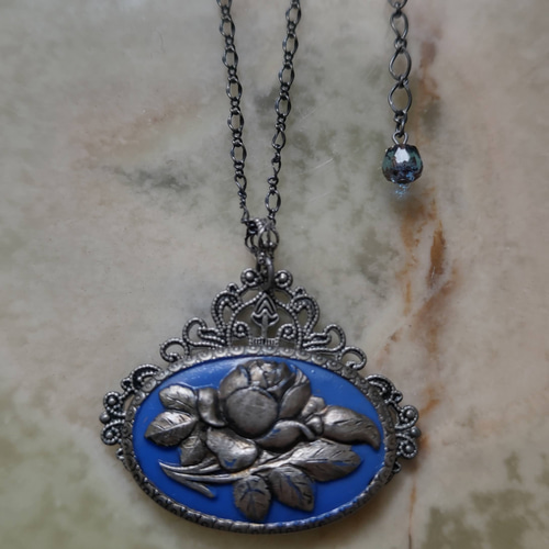 1920年代ドイツアンティーク ダークブルーカメオ ビクトリアン