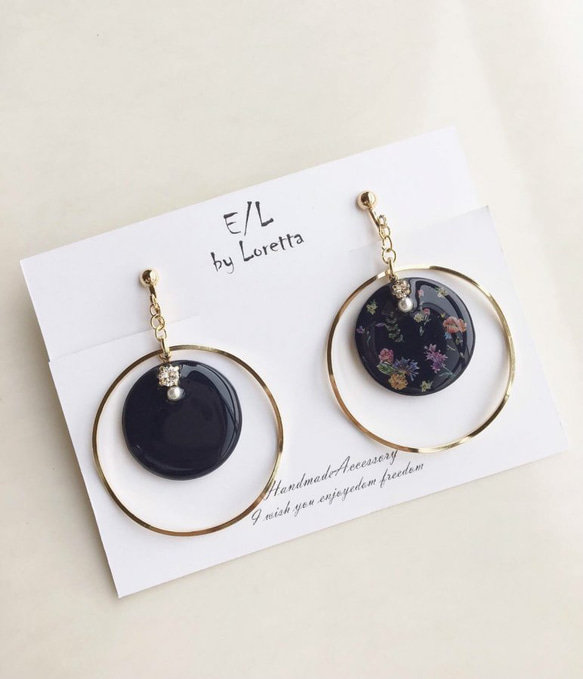 (全2色)Botanical big hoop pierce/earring 2枚目の画像