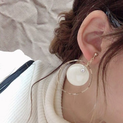 (全2色)Circle big hoop stripe pierce/earring 6枚目の画像