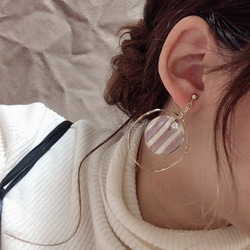 (全2色)Circle big hoop stripe pierce/earring 4枚目の画像