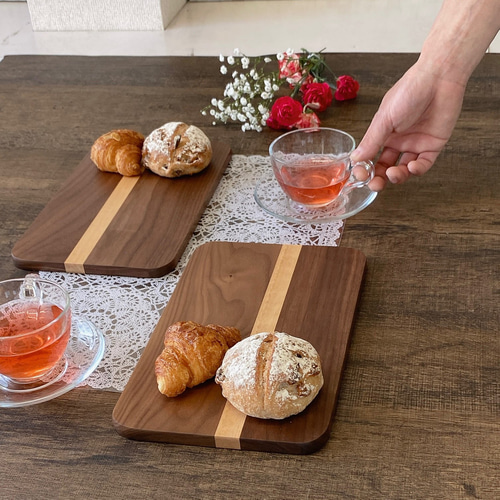 ウォールナット木製プレート ペアセット 中皿 Humyhumy 通販 15673705