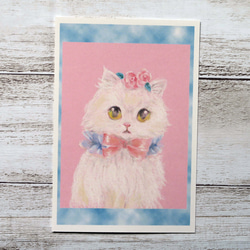 ポストカード３枚セット〈おしゃれ猫のミニパステル画〉 3枚目の画像