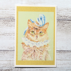 ポストカード３枚セット〈おしゃれ猫のミニパステル画〉 2枚目の画像