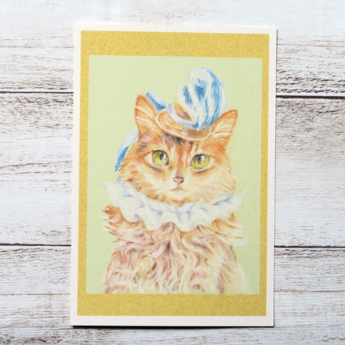 猫のパステル画（サイン入り） 原画〉猫パステル画 A4サイズ 額縁・マット付き ベッドに優雅