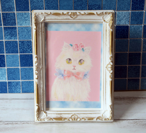 ポストカード３枚セット〈おしゃれ猫のミニパステル画〉 5枚目の画像