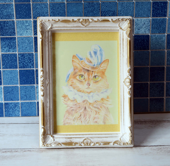 ポストカード３枚セット〈おしゃれ猫のミニパステル画〉 7枚目の画像
