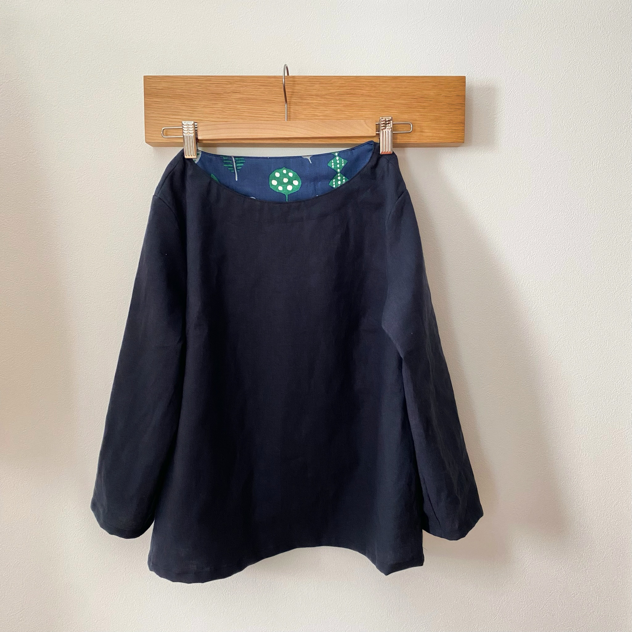 コットンリネンのプルオーバー ✳︎ネイビー×…【受注製作】