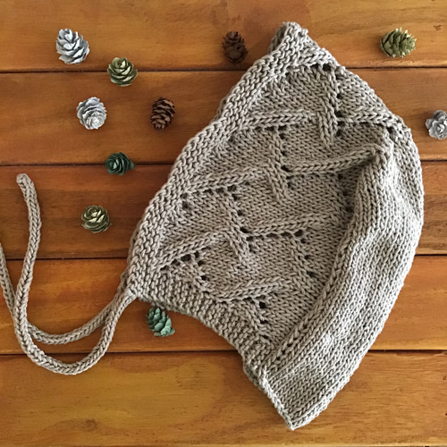 ハンドメイドno.142]透かし編みベビーボンネット キナリベージュ  