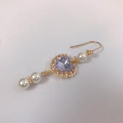 heart pearl pierce♡ハートパールピアス(purple) 5枚目の画像