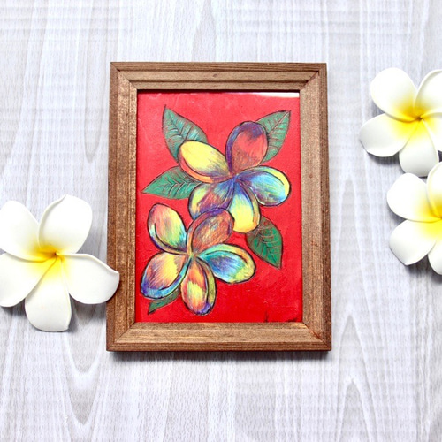 送料無料】レインボープルメリアの絵・インテリアアート2l版サイズ