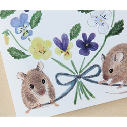 ひとこと　お手紙セット「野ネズミと花」 4枚目の画像