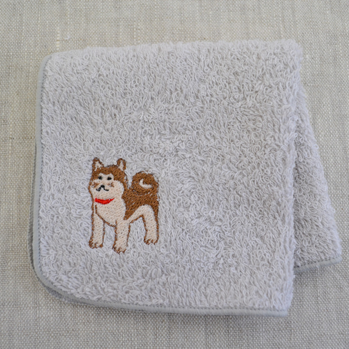 旅する刺繍 ハンドタオル【秋田犬、鳩笛、チャグチャグ馬っこ