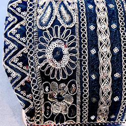 特別仕様！！オートクチュールレース&高級インド刺繍レース❤︎高級感お洒落なバンブー竹ハンドルBLACKトーン小さめバッグ 9枚目の画像