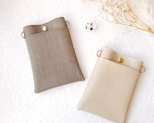 ハンドメイド　ペンケース　ナースポケット　マチなし　ミモザグレー 3b91c411b527cc0deab3e42454bbbc