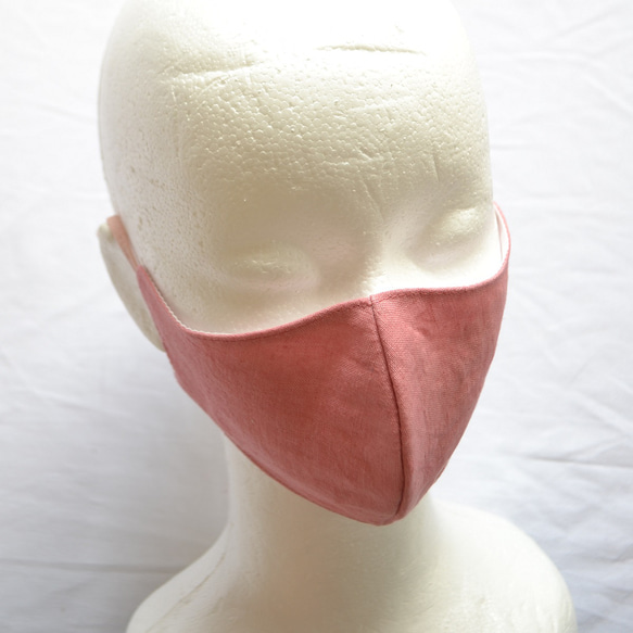 国産シルク100％　国産リネン　シルクマスク　美肌　紫外線対策　ピンク　バイカラー　3D 8枚目の画像