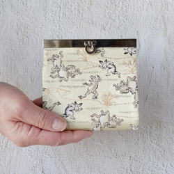 鳥獣戯画 小さ目 財布 高品質 ストレートバー がまぐち 1枚目の画像