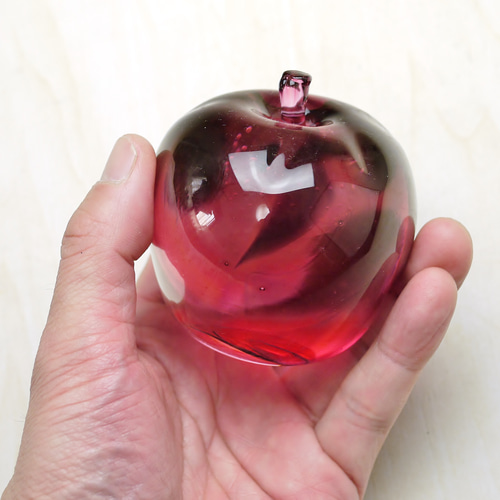 チェコ　CZ GLASS工房　作家もの　りんご チェコ CZ GLASS工房 作家もの りんご