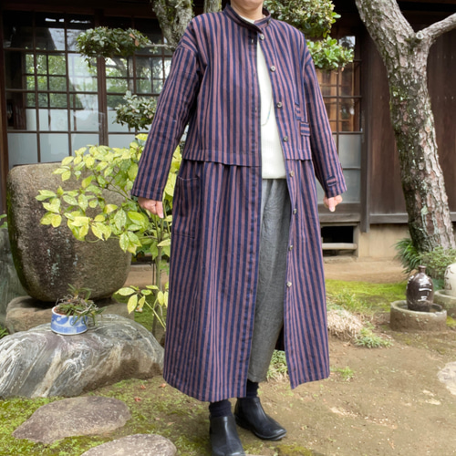 藍染木綿繋ぎ合わせ　ロングワンピース　着物リメイク 藍染木綿繋ぎ合わせ ロングワンピース 着物リメイク - メルカリ