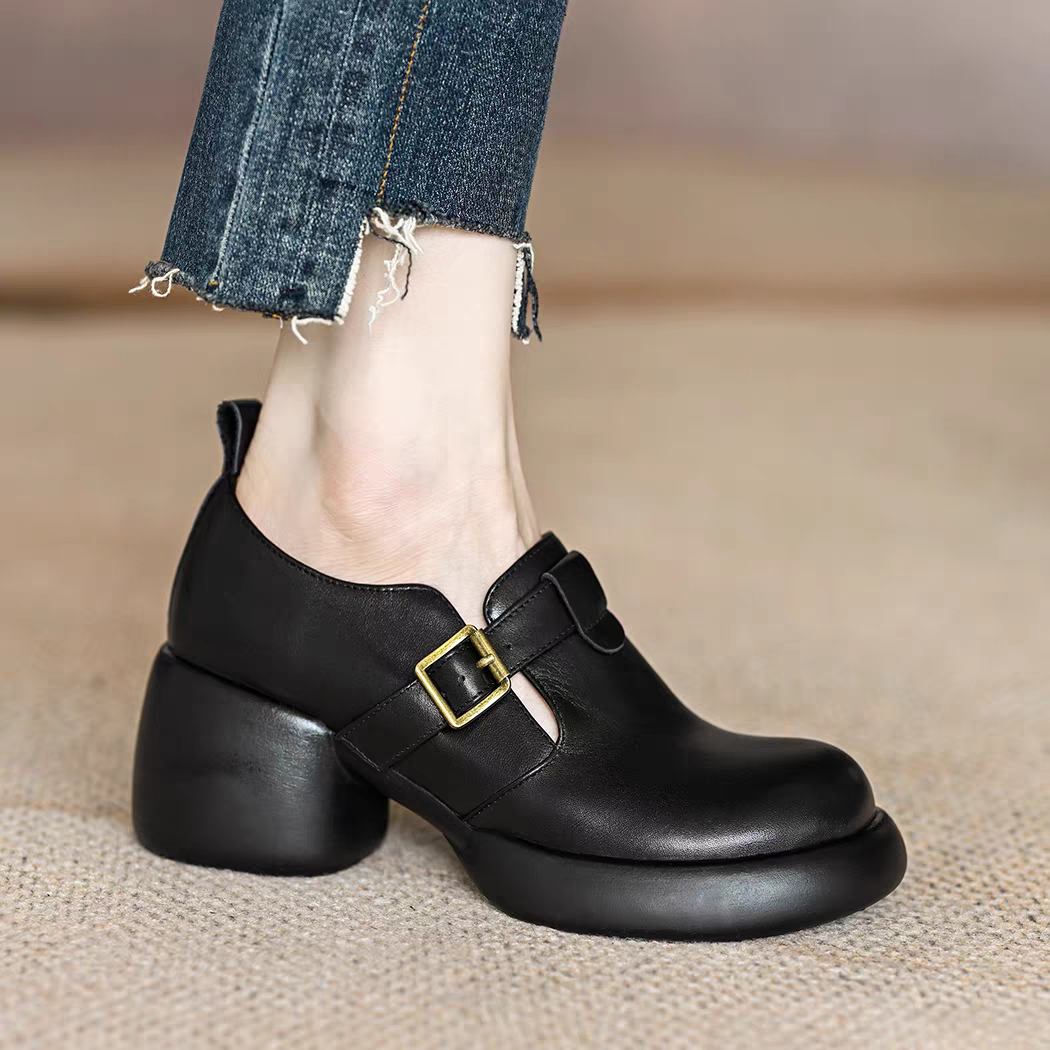 25新作レディース柔らかく本革靴お洒落シンプルシューズ厚底パンプス 厚底 ベーシック パンプス 天然皮革 素敵に手作り