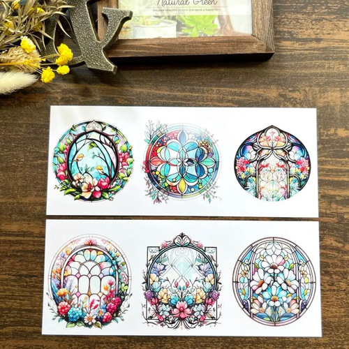 EP28】コラージュ素材 ステンドグラス セルフカット/30パーツ メモ帳