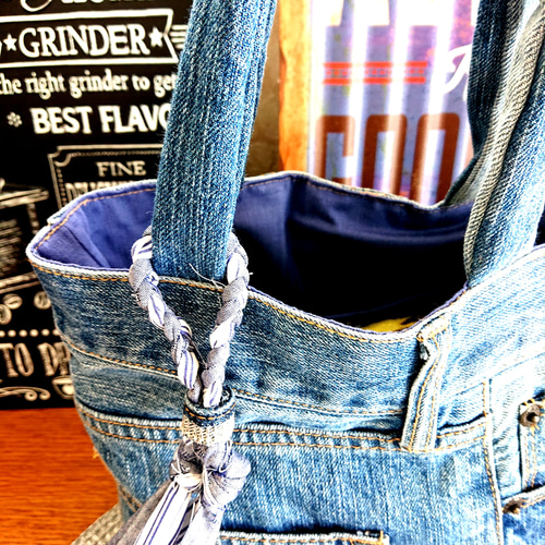 227☆ダメージデニムリメイク ミニトートバック サブバック ランチ