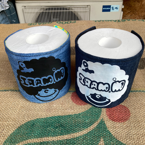 デニムトイレットペーパーカバー 2個セット ハンドメイド バス・トイレ