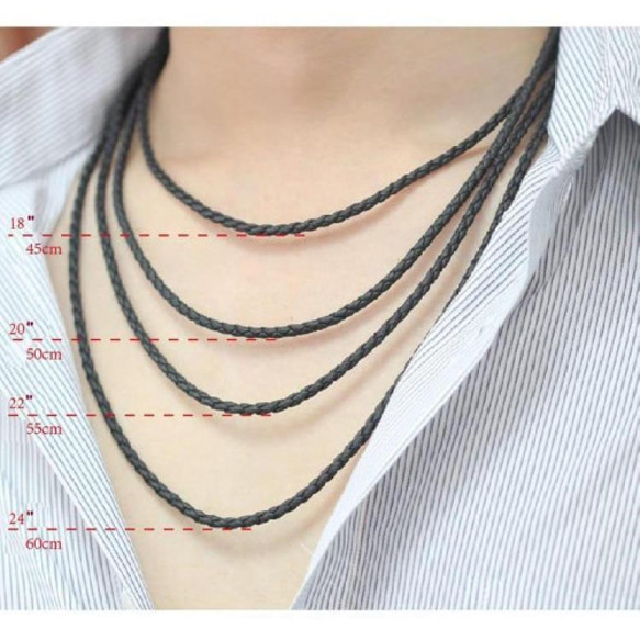 ネックレス ロープ 織り PU ロープ 厚さ: 3mm バックル ヘッド: 4mm ステンレス スチール バックル ネックレス 5枚目の画像