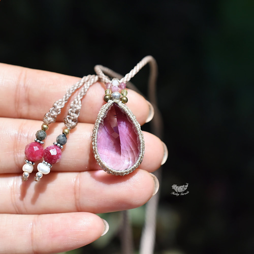 ファセットカット宝石☆アメジスト マクラメネックレス1002 ネックレス