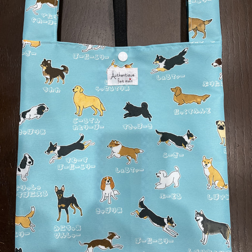 エコバッグ・コンビニサイズ☆撥水加工生地/犬柄・犬図鑑 エコ