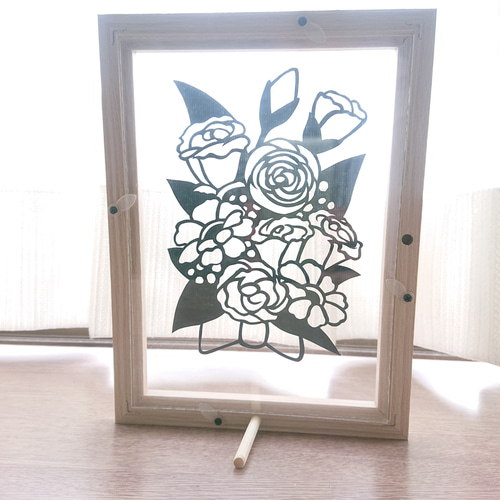 ‼️‼️切り絵　貼り絵　和紙　花の絵 シルバー額縁付き 和道楽 切り絵 ちぎり絵 貼り絵ポストカード 彼岸花 : ポスト