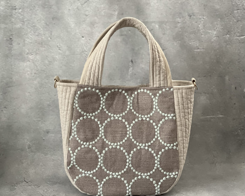 ⚮̈ミナペルホネン tambourine brown ×ヌビ まるっこトート トート  