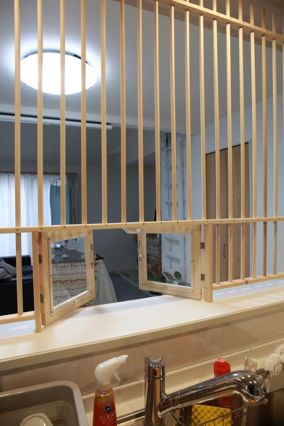 ★ 猫の侵入防止柵「猫柵」カウンターキッチン用・扉は引き戸！★ 