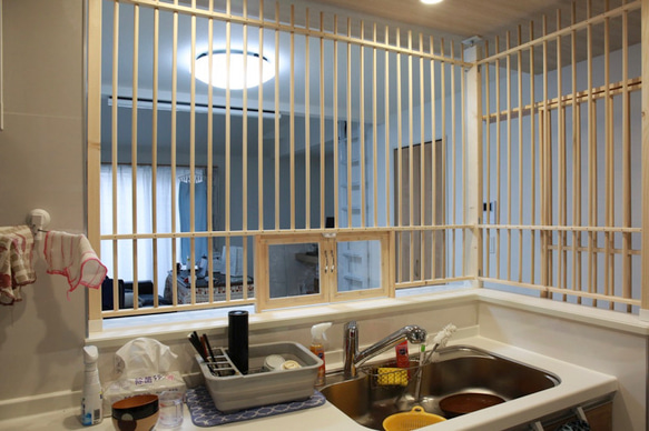 ★ 猫の侵入防止柵「猫柵」カウンターキッチン用・扉は引き戸！★ 