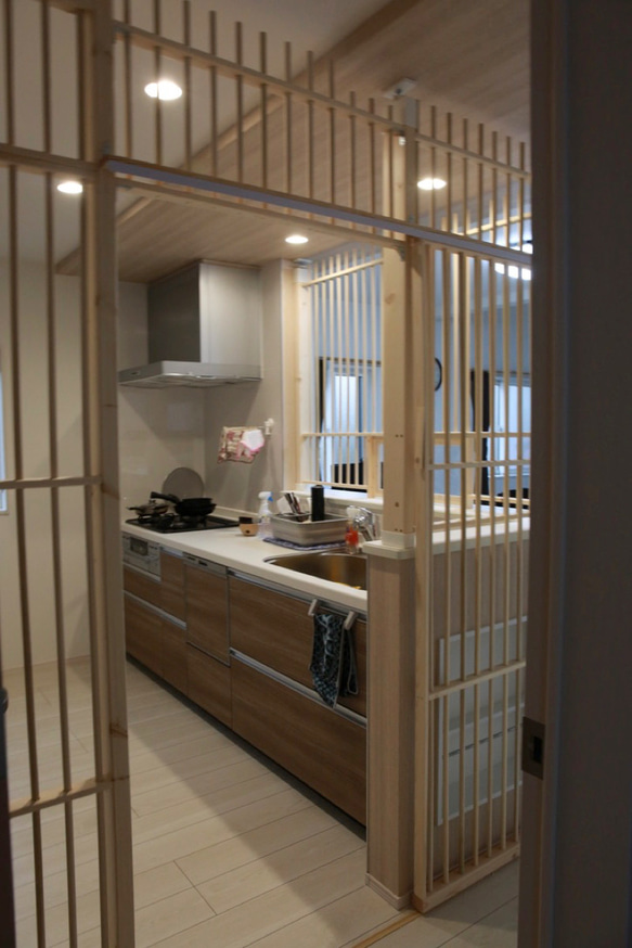 ★ 猫の侵入防止柵「猫柵」カウンターキッチン用・扉は引き戸！★ 