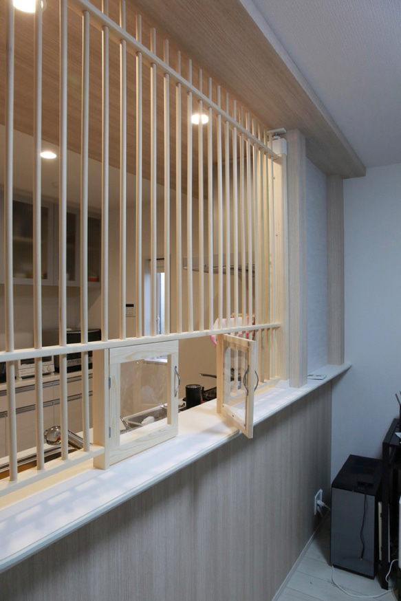 ★ 猫の侵入防止柵「猫柵」カウンターキッチン用・扉は引き戸！★ 