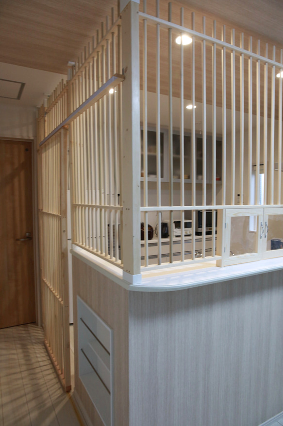 ★ 猫の侵入防止柵「猫柵」カウンターキッチン用・扉は引き戸！★ 