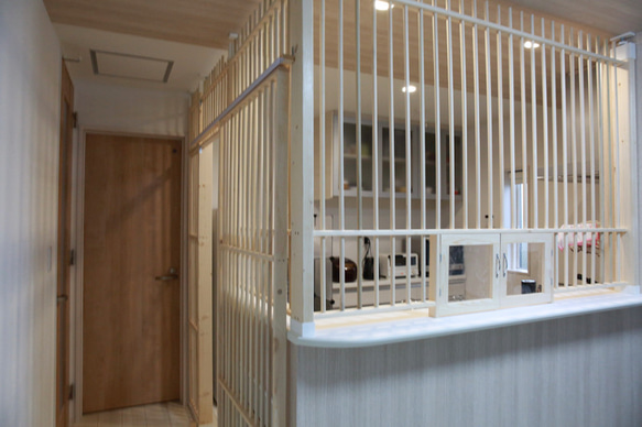 ★ 猫の侵入防止柵「猫柵」カウンターキッチン用・扉は引き戸！★ 