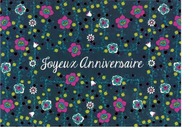 新柄入荷！『フランス製　ポストカード　Joyeux Anniversaire　誕生日カード』～ 同柄2枚セット～ 1枚目の画像