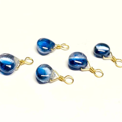 【天然石チャーム】宝石質カイヤナイト 14kgf/Silver925　マロン形　１個　ハンドメイド素材 2枚目の画像