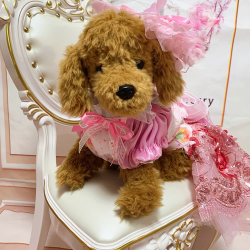 犬猫うさちゃん服 大きな薔薇のワンピースドレス ペット服
