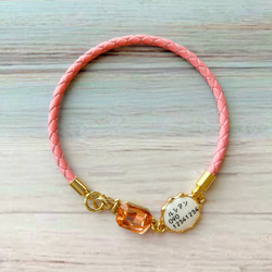 軽くて柔らか♪本革迷子札一体型チョーカー、ビジューチャーム付き（小型犬、中型犬専用）サイズオーダーあり 2枚目の画像