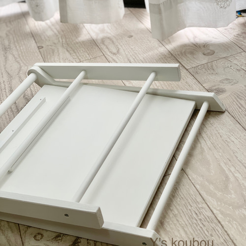 2段ディスプレイ棚☆折り畳み式☆マットホワイト 棚・シェルフ・ラック