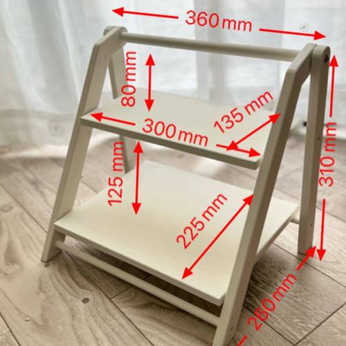 2段ディスプレイ棚☆折り畳み式☆マットホワイト 棚・シェルフ・ラック