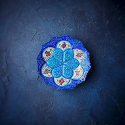 ペルシャのエナメル皿　ジュエリートレイ　飾り皿　Φ10ｃｍ【ミーナーカーリー017】 1枚目の画像