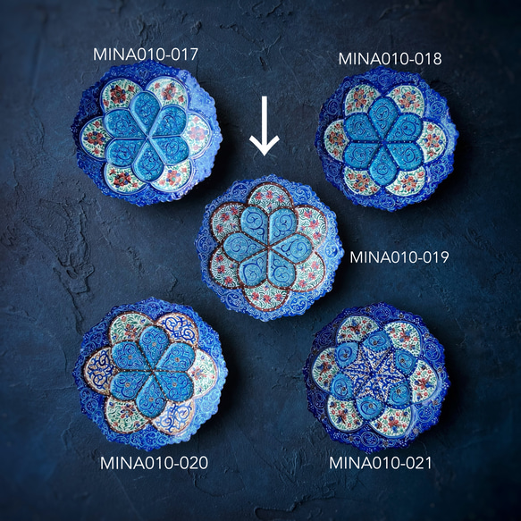 ペルシャのエナメル皿　ジュエリートレイ　Φ10ｃｍ【ミーナーカーリー019】 8枚目の画像