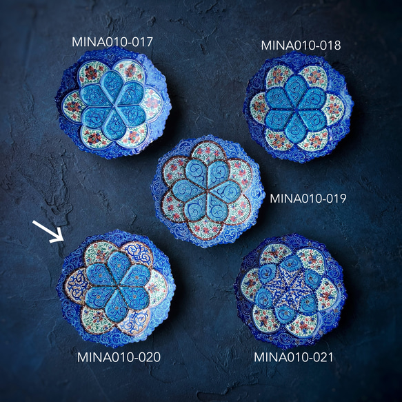 ペルシャのエナメル皿　ジュエリートレイ　飾り皿　Φ10ｃｍ【ミーナーカーリー020】 7枚目の画像