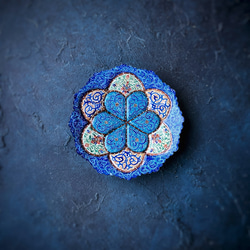 ペルシャのエナメル皿　ジュエリートレイ　飾り皿　Φ10ｃｍ【ミーナーカーリー020】 1枚目の画像