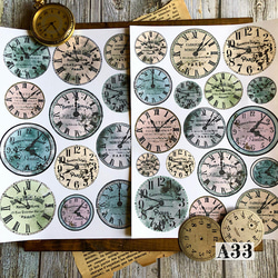 送料無料【A34コラージュ素材】時計シール　おすそ分け　手帳　日記　デザインペーパー　オリジナル 5枚目の画像