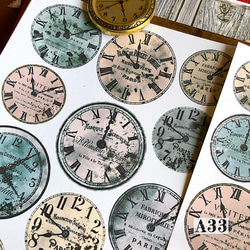 送料無料【A34コラージュ素材】時計シール　おすそ分け　手帳　日記　デザインペーパー　オリジナル 6枚目の画像