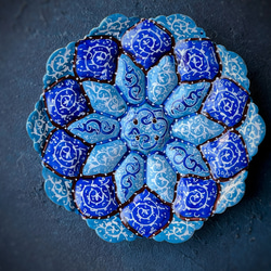 ペルシャのエナメル皿　ジュエリートレイ　飾り皿　Φ11ｃｍ【ミーナーカーリー023】 2枚目の画像